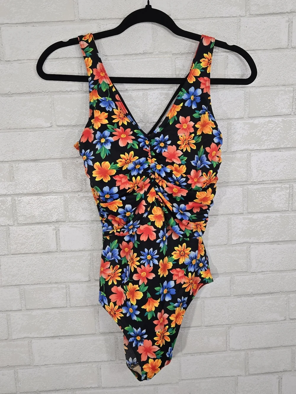 vintage floral one-piece swimsuit